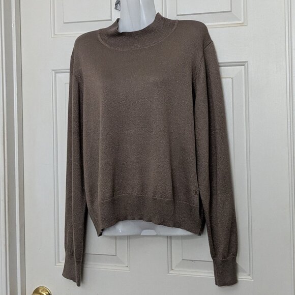 Calvin Klein Women's Knitted Sweaters Half Turtleneck Pulluver Size XL Brown - Picture 2 of 12